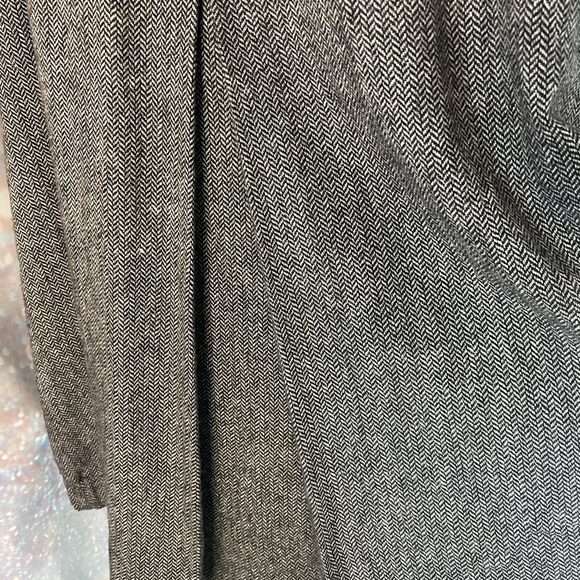 Rina Zin Elegant Herringbone Wool Coat w Peter Pan Collar Black Velvet Tie Sz S - Picture 9 of 14